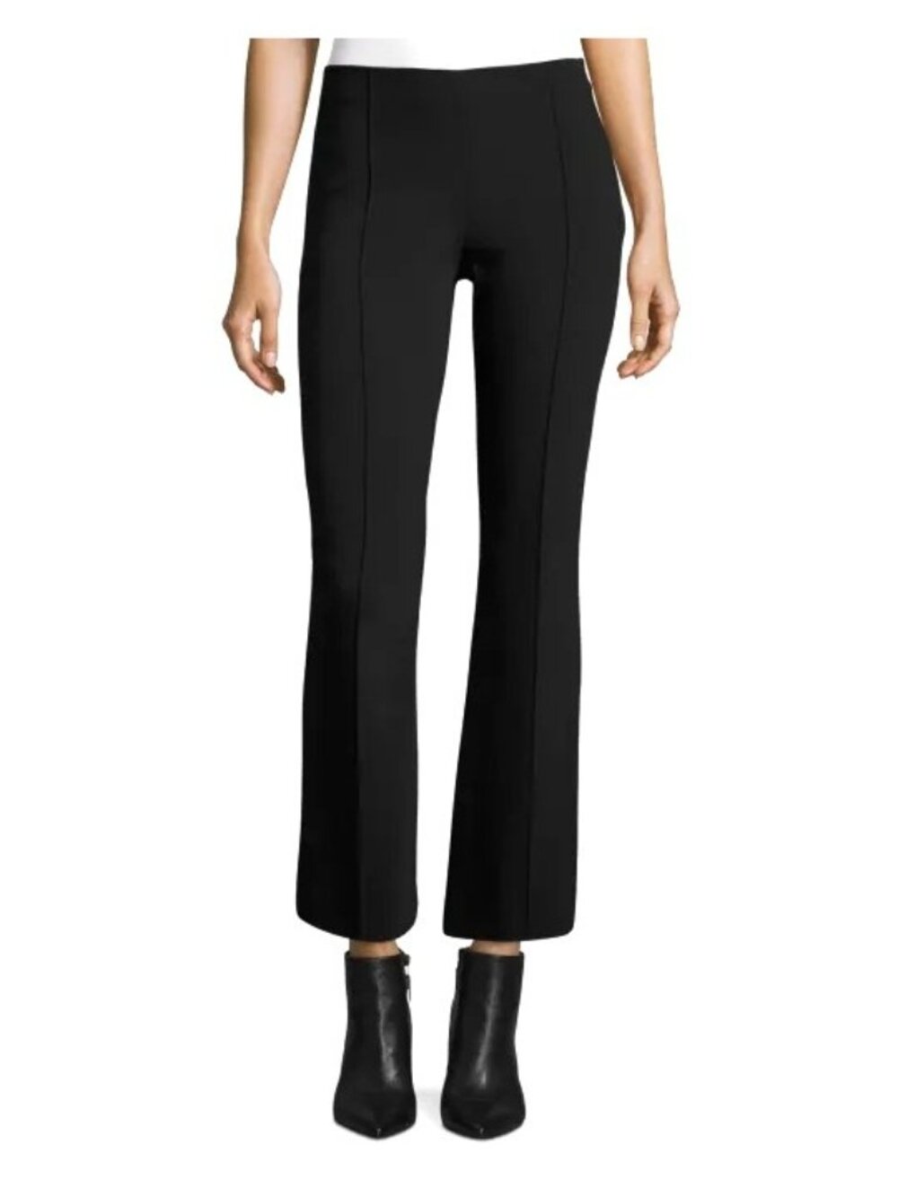 THE ROW BECA Scuba Pintuck Flared Leg Pull On Pants Virgin Wool Blend Black